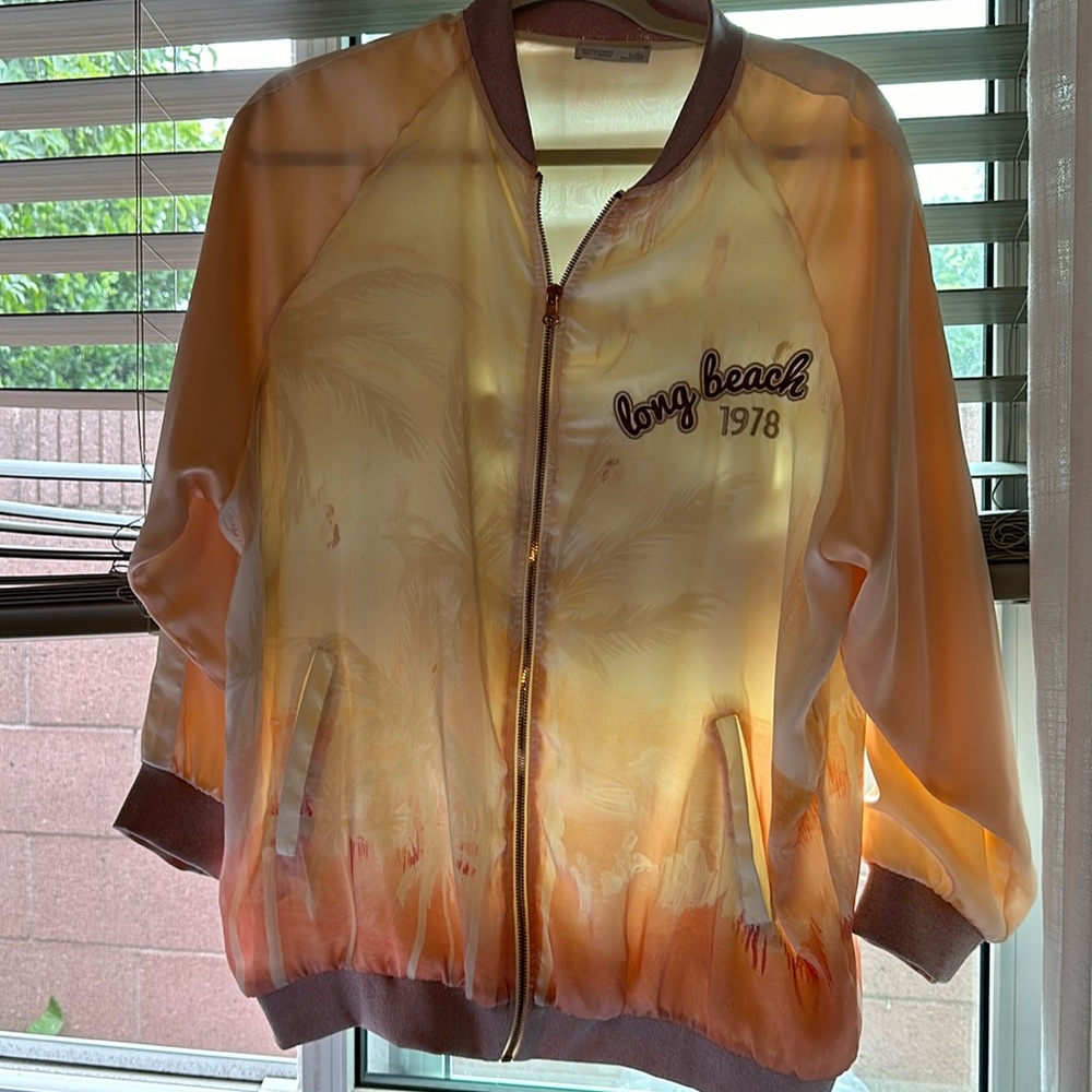 Zara satin graphic bomber jacket